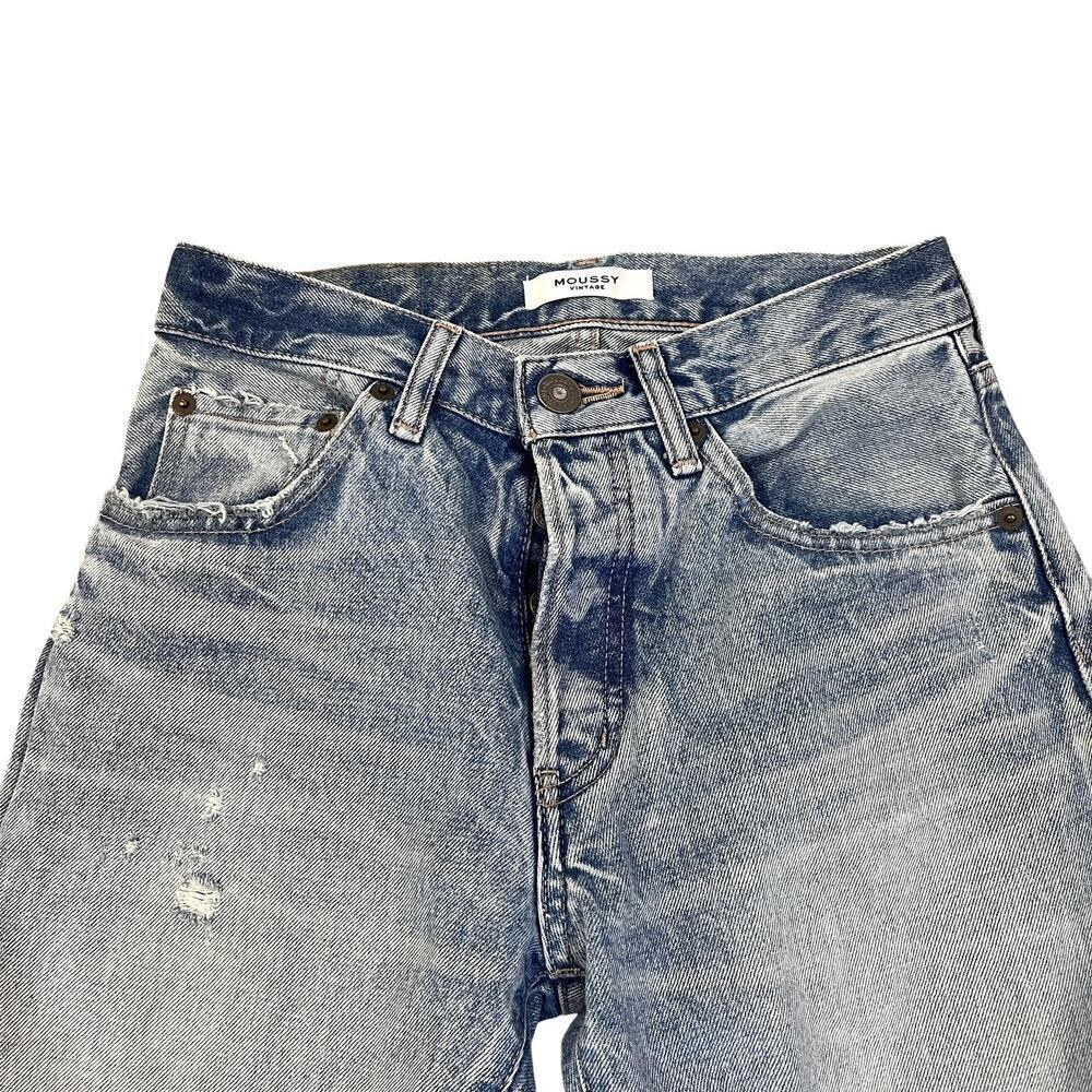 MOUSSY Vintage Jeans Womens 25 Blue Distressed Straight Leg Ankle Length Denim - Picture 3 of 10